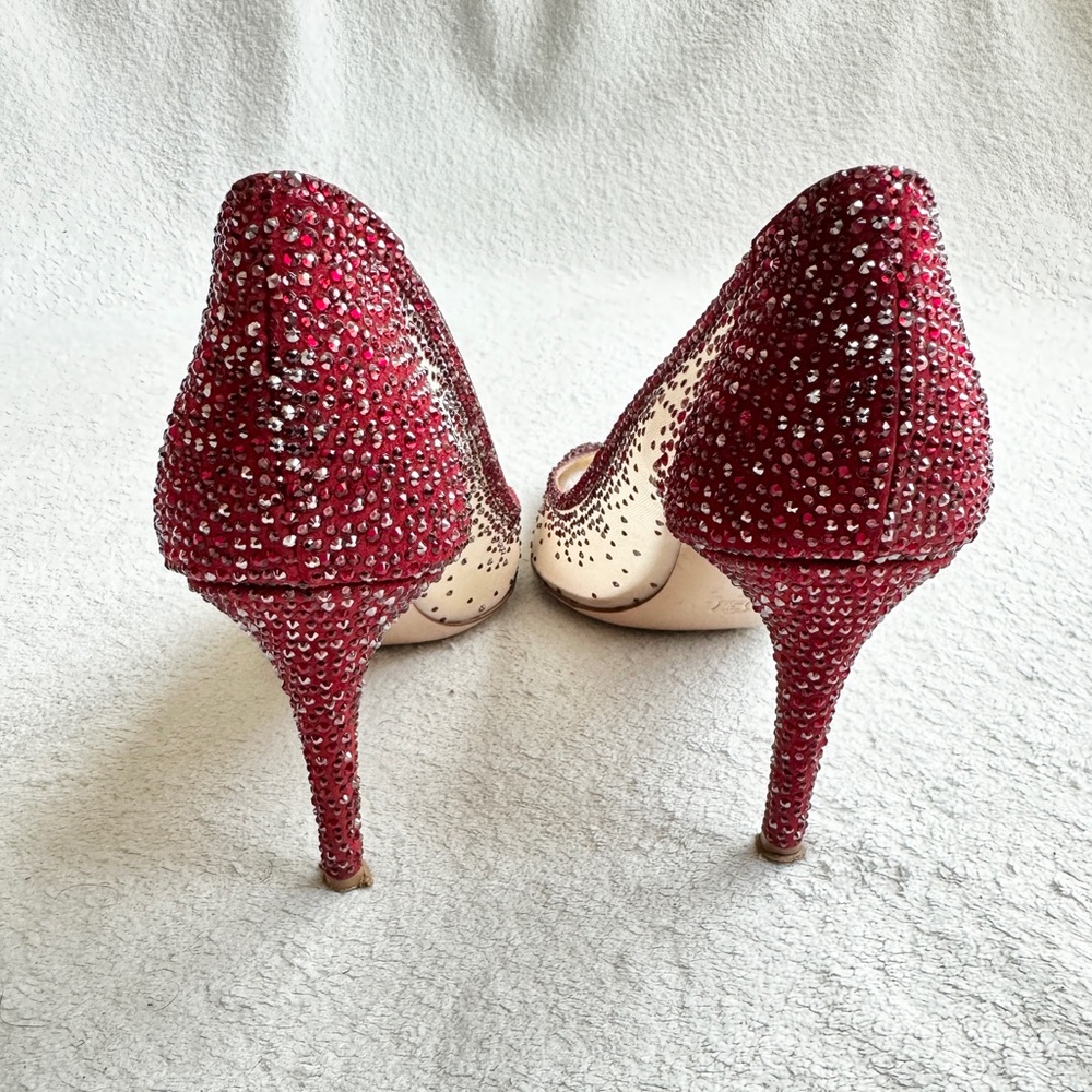 Gianvito‎ Rossi Rania 105 crystal-embellished pumps EU 38 US 8 red heels - Picture 11 of 14